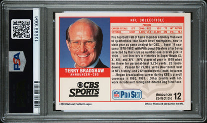 Terry Bradshaw 1989 Pro Set Announcer Collectibles PSA 10 Steelers back