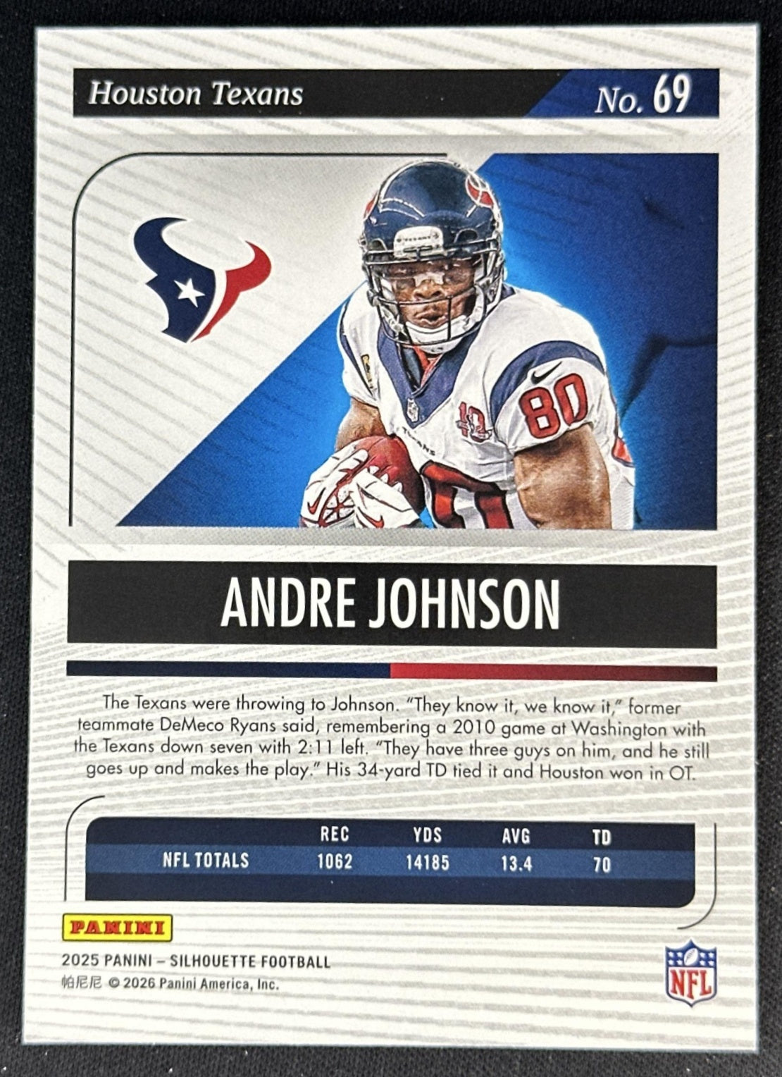 Andre Johnson 2025 Panini Silhouette Texans