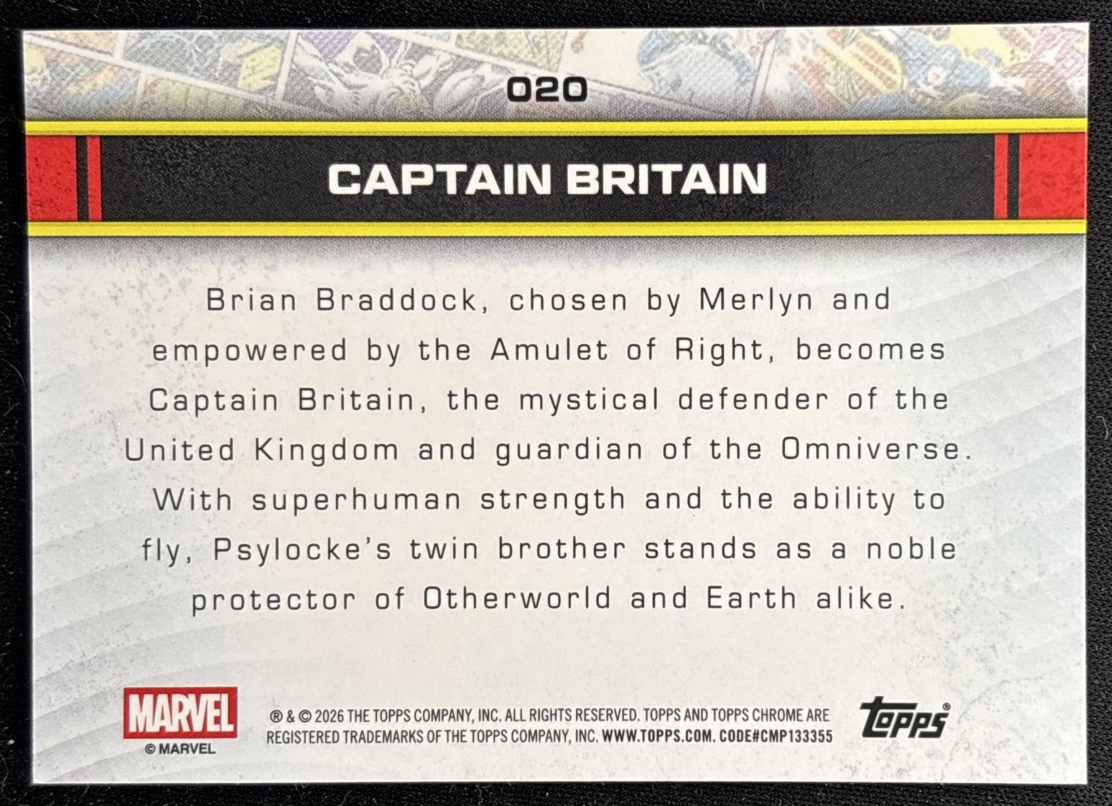 Captain Britain 2026 Topps Chrome Marvel Comics