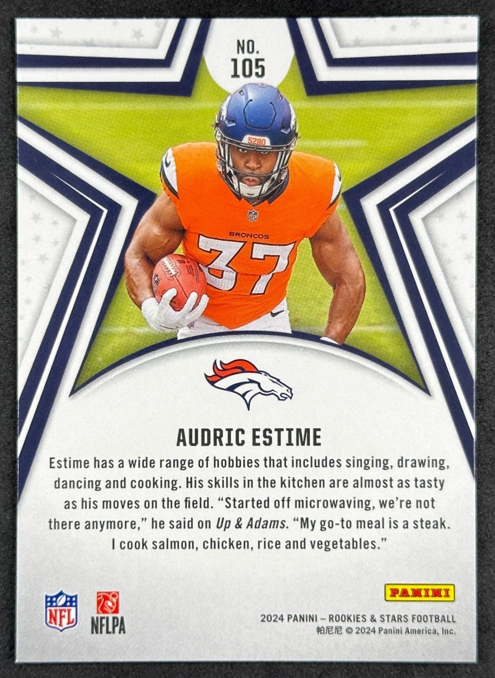 Audric Estime 2024 Rookies & Stars Broncos Sports Trading Card