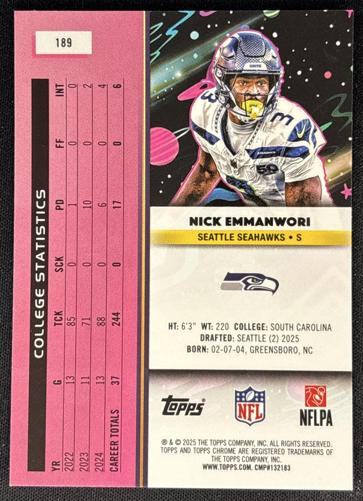Nick Emmanwori 2025 Topps Cosmic Chrome Seahawks