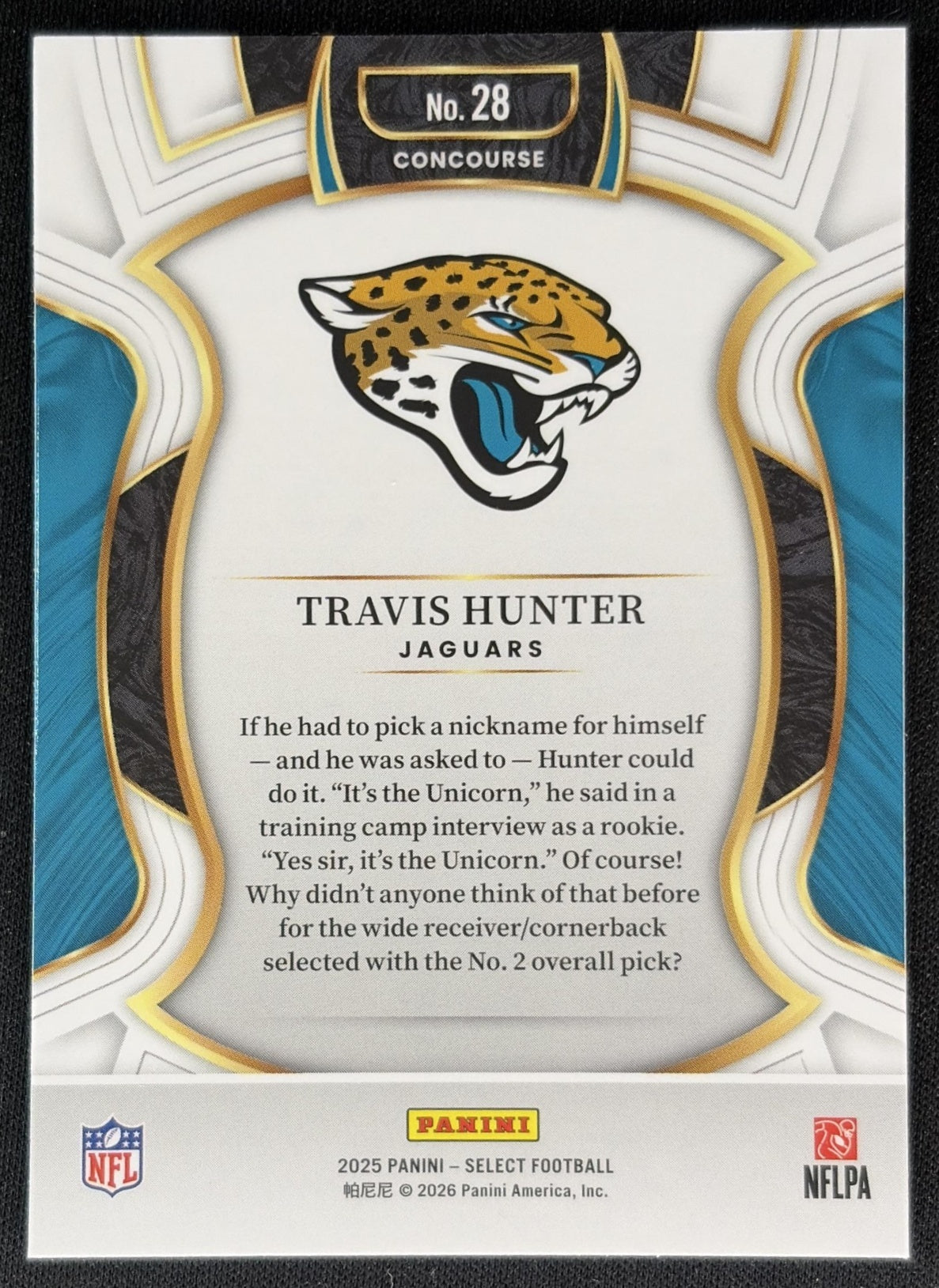 Travis Hunter 2025 Panini Select Concourse Jaguars back