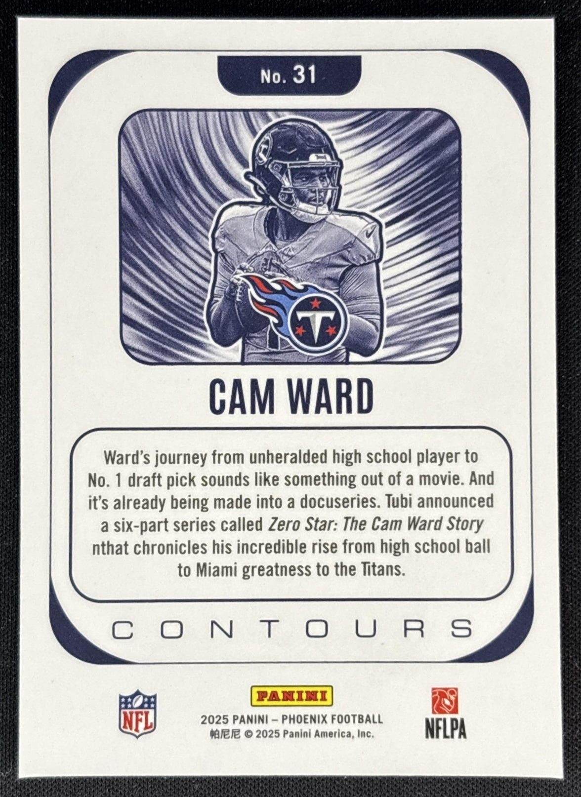 Cam Ward 2025 Panini Phoenix Contours Titans back