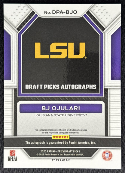 BJ Ojulari 2023 Panini Prizm Draft Picks Auto Hyper Tigers Sports Trading Cards