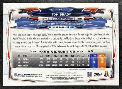 Tom Brady 2014 Topps Patriots back