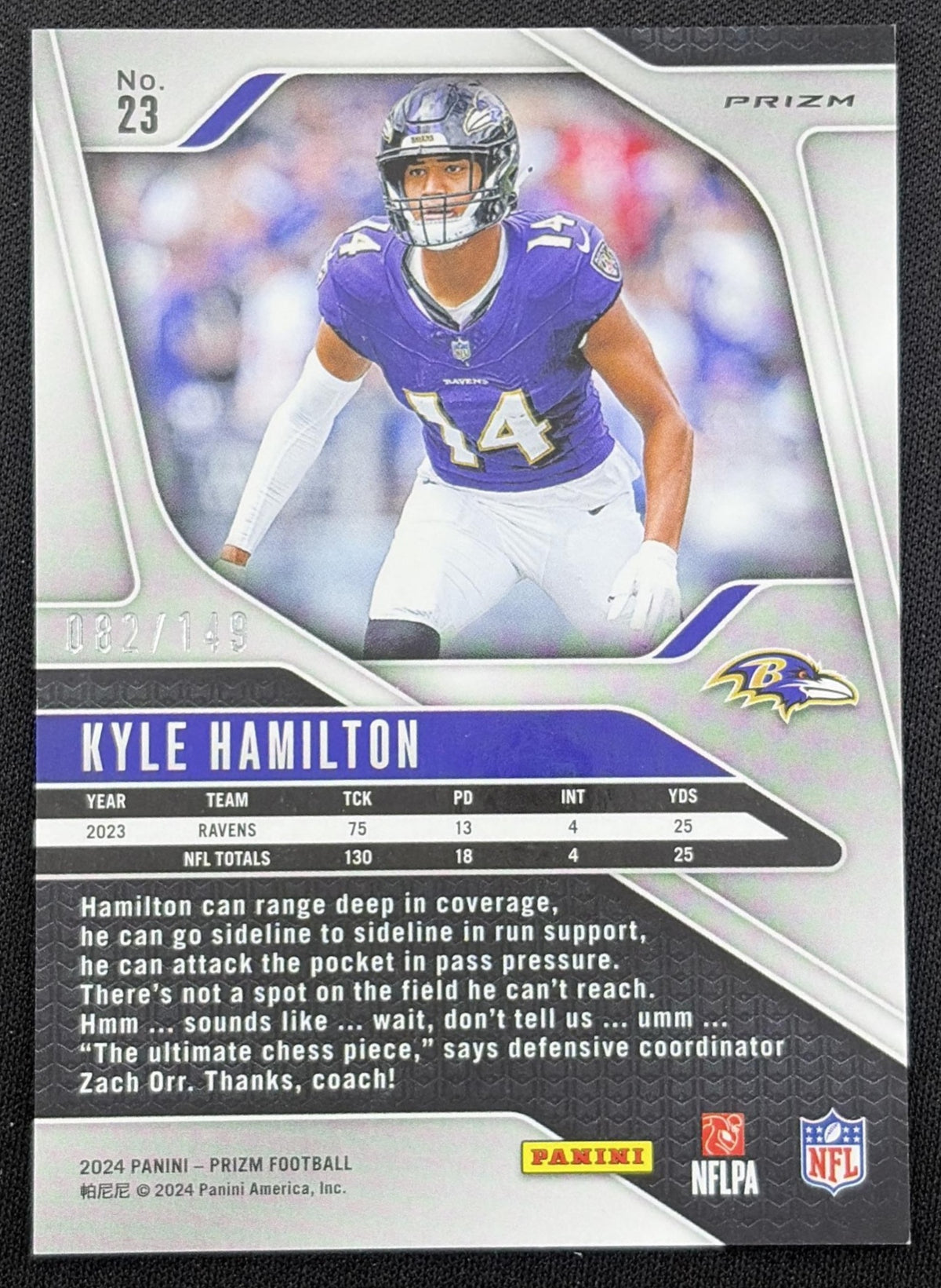 Kyle Hamilton 2024 Panini Prizm Red Wave /149 Ravens Baltimore Ravens