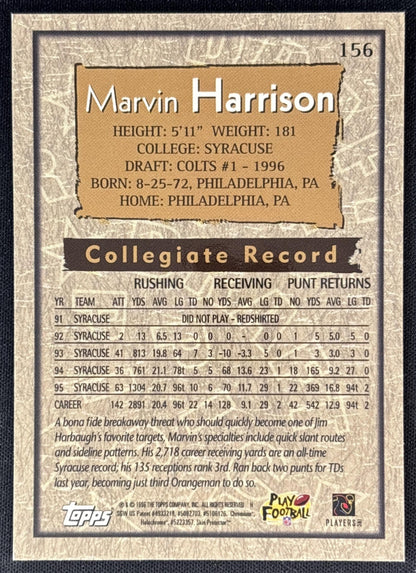 Marvin Harrison 1996 Topps Chrome Colts back