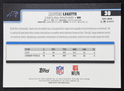 Xavier Legette 2025 Topps Chrome Gold Geometric Refractor /50 Panthers Carolina Panthers