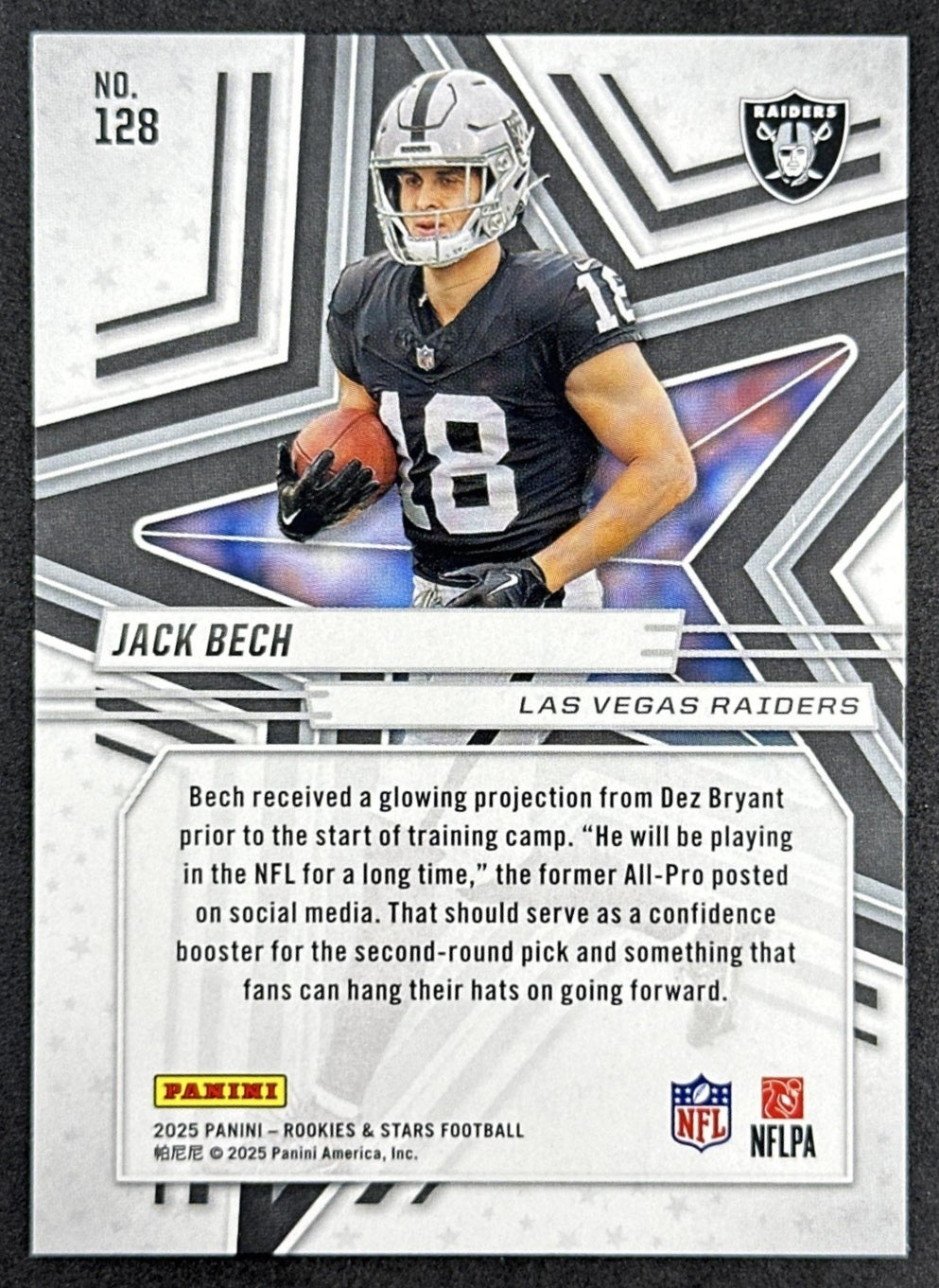 Jack Bech 2025 Panini Rookies & Stars Red Raiders back sports trading card