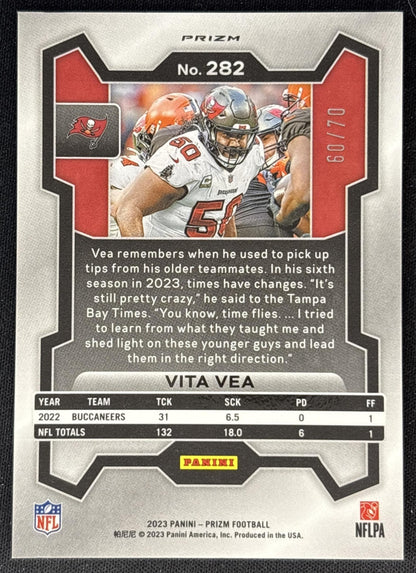 Vita Vea 2023 Panini Prizm No Huddle Red /70 Buccaneers back
