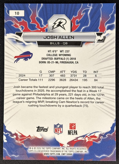 Josh Allen 2025 Topps Resurgence Bills Buffalo Bills back