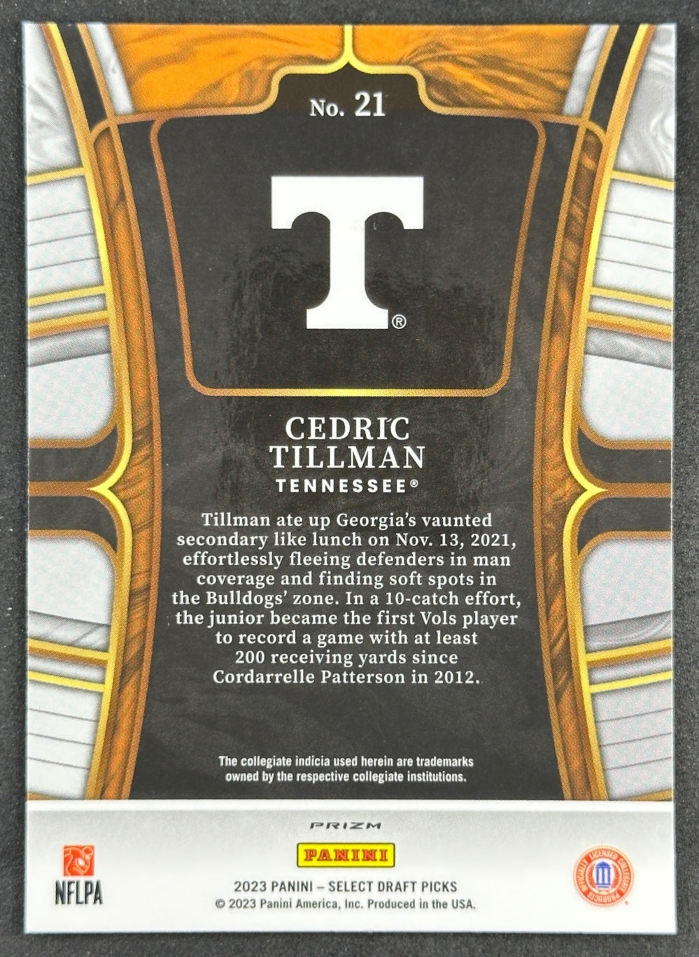 Cedric Tillman 2023 Select Draft Picks Green Lazer Prizm Volunteers Browns