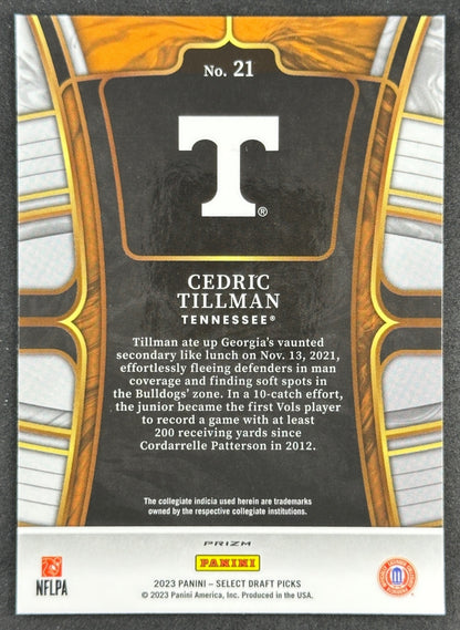 Cedric Tillman 2023 Select Draft Picks Green Lazer Prizm Volunteers Browns