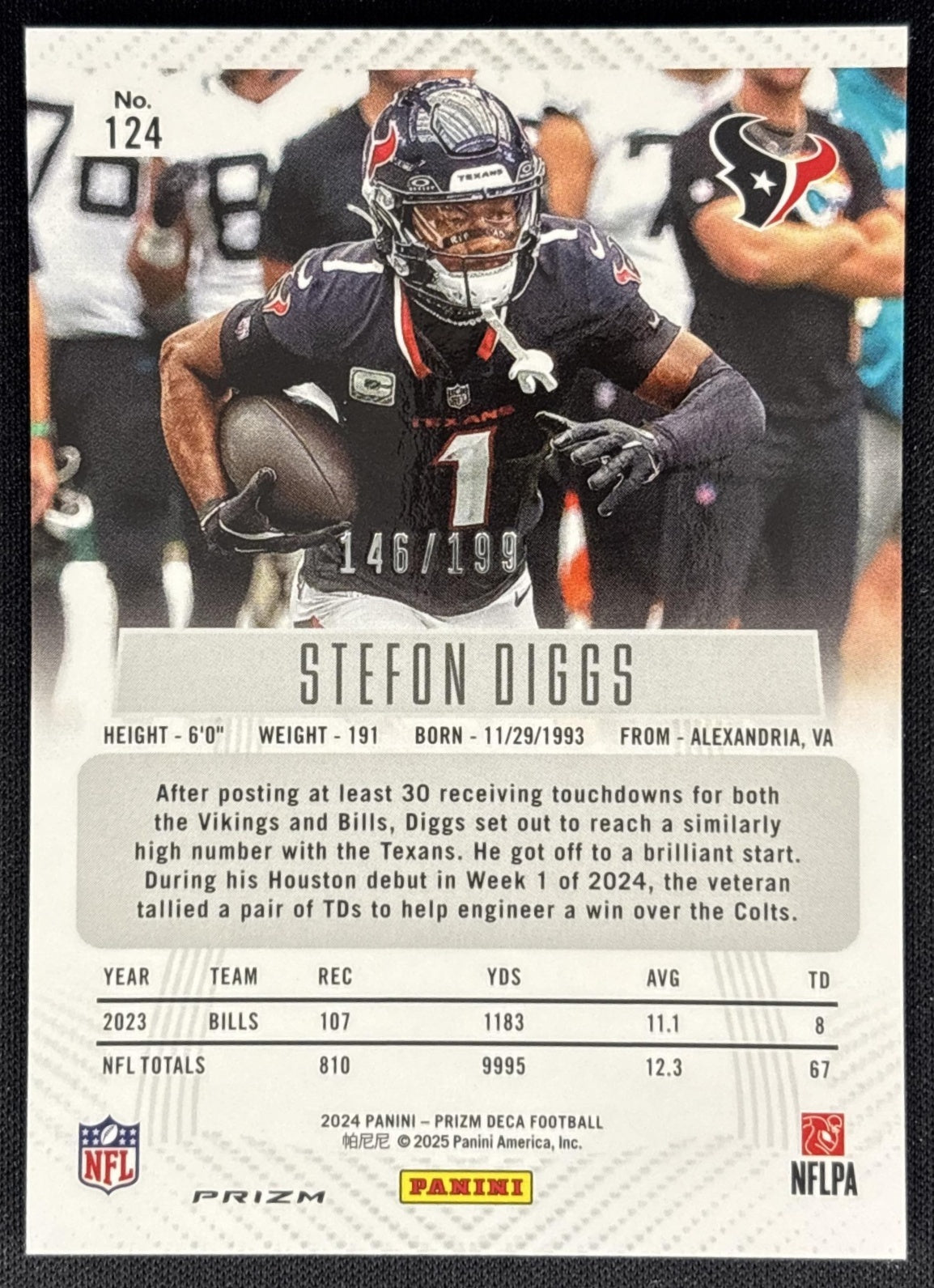 Stefon Diggs 2024 Panini Prizm Deca Red /199 Texans