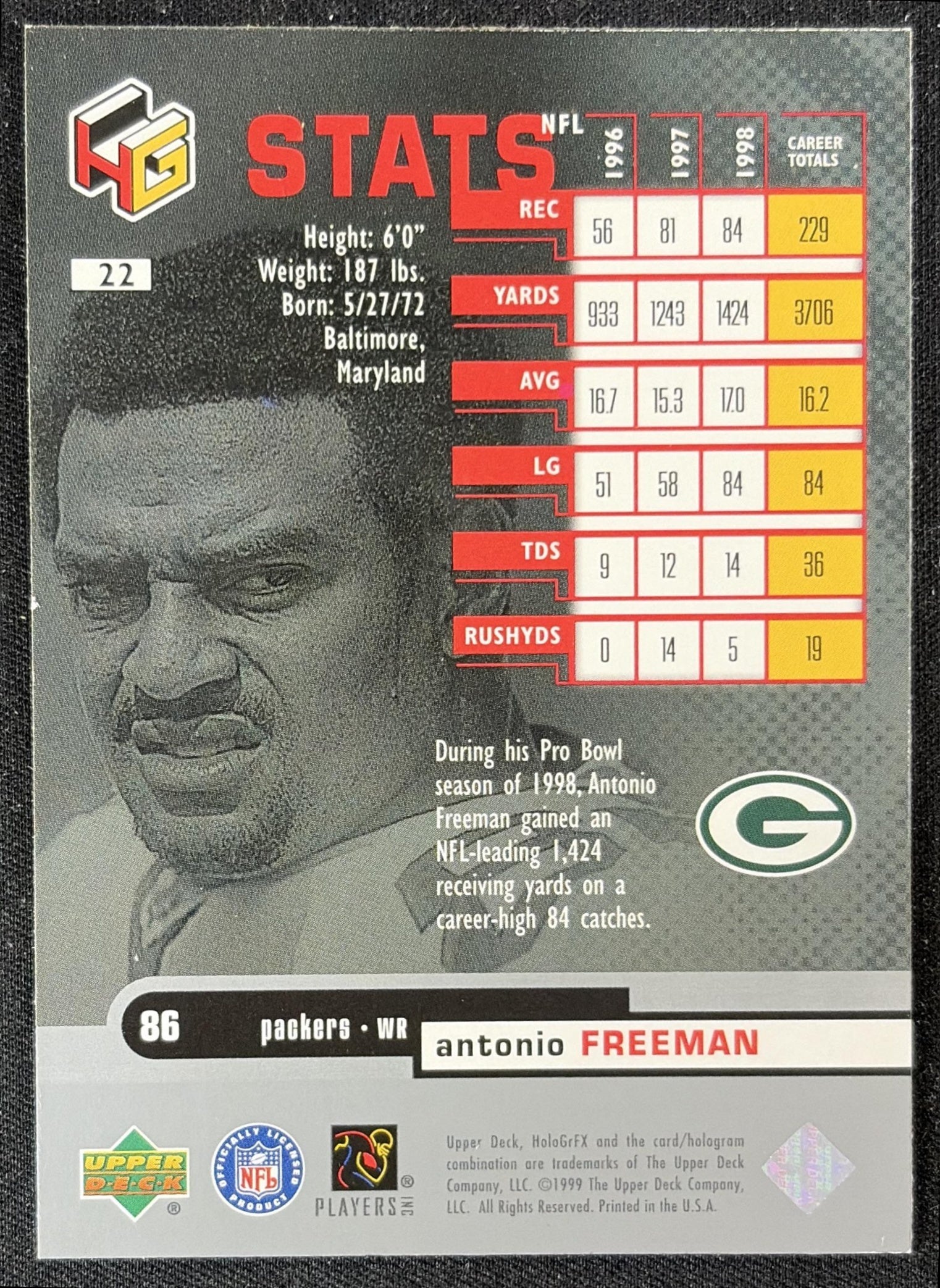 Antonio Freeman 1999 Upper Deck HoloGrFX Packers