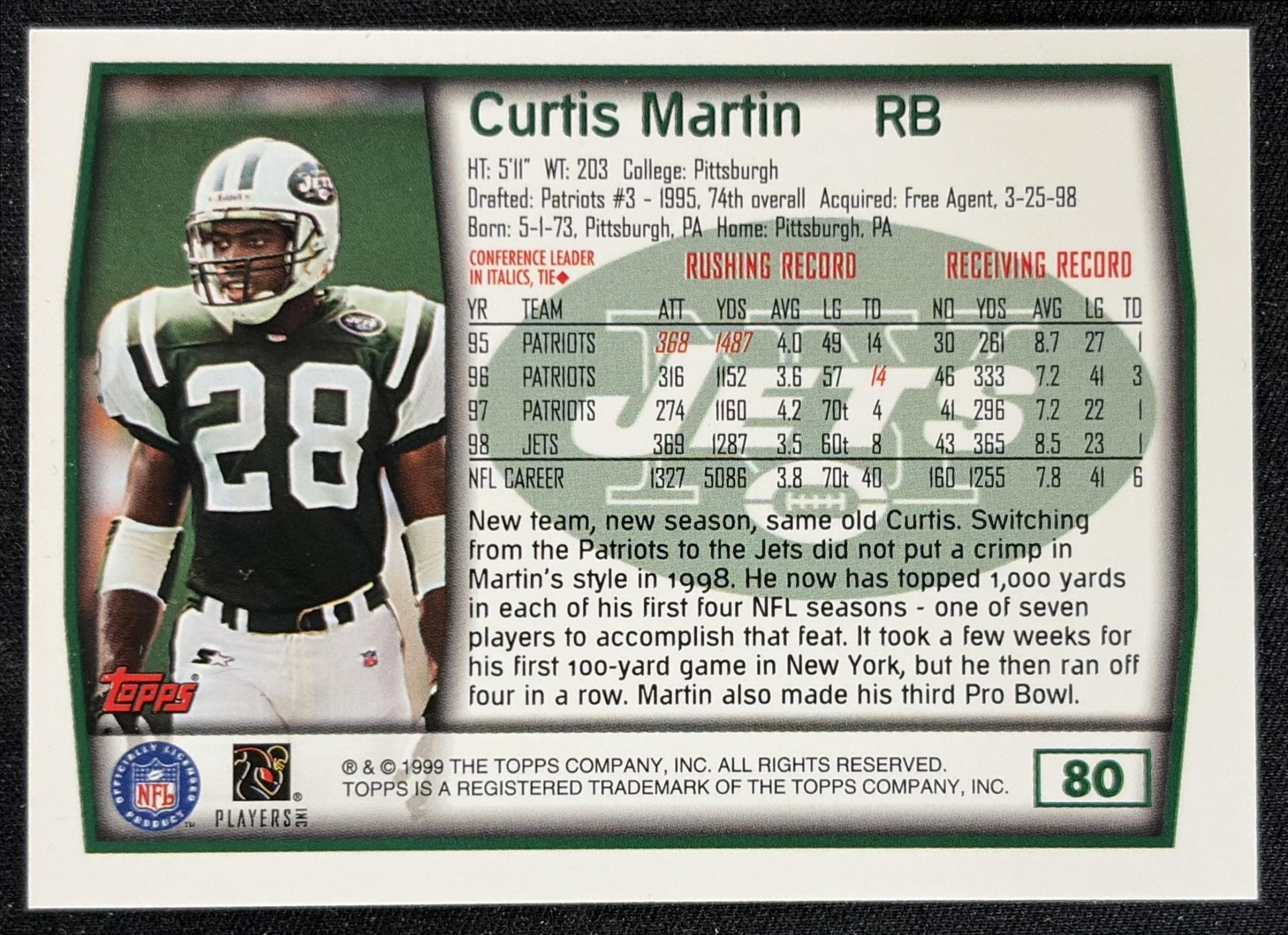 Curtis Martin 1999 Topps Jets