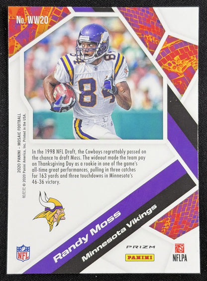 Randy Moss 2020 Panini Mosaic Will to Win Mosaic Prizm Vikings
