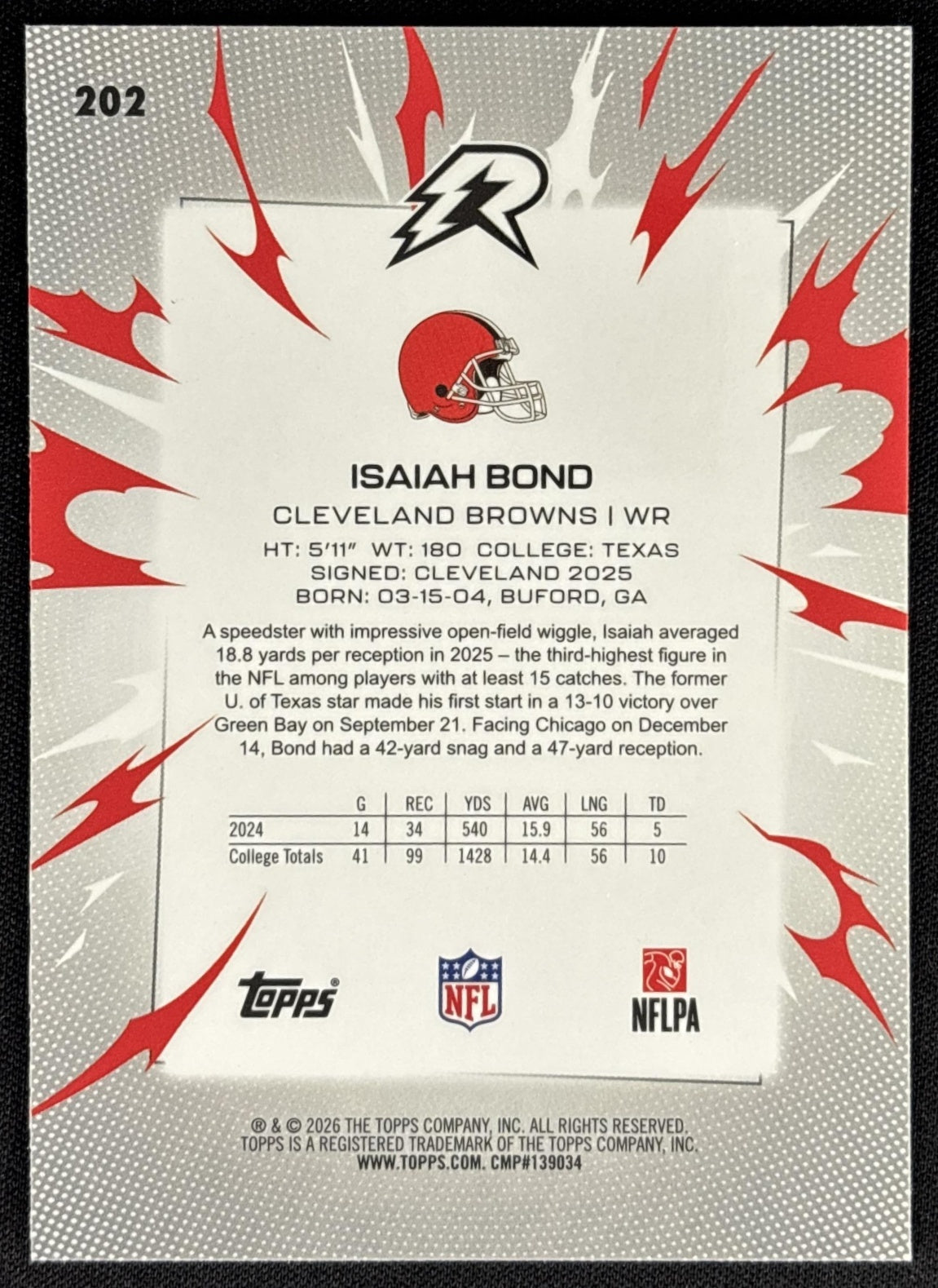 Isaiah Bond 2025 Topps Resurgence Blue and Orange Spark Refractor Browns