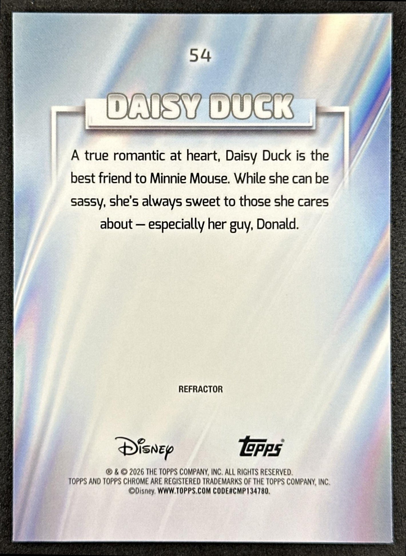 Daisy Duck 2026 Topps Chrome Disney Refractor Mickey & Friends Back