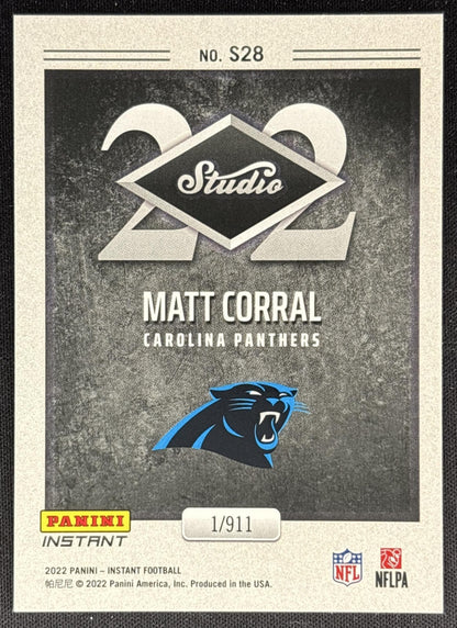 Matt Corral 2022 Panini Instant Studio Rookies Panthers Sports Trading Cards