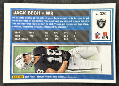 Jack Bech 2025 Panini Donruss Optic Rated Rookie Preview Pink Raiders back