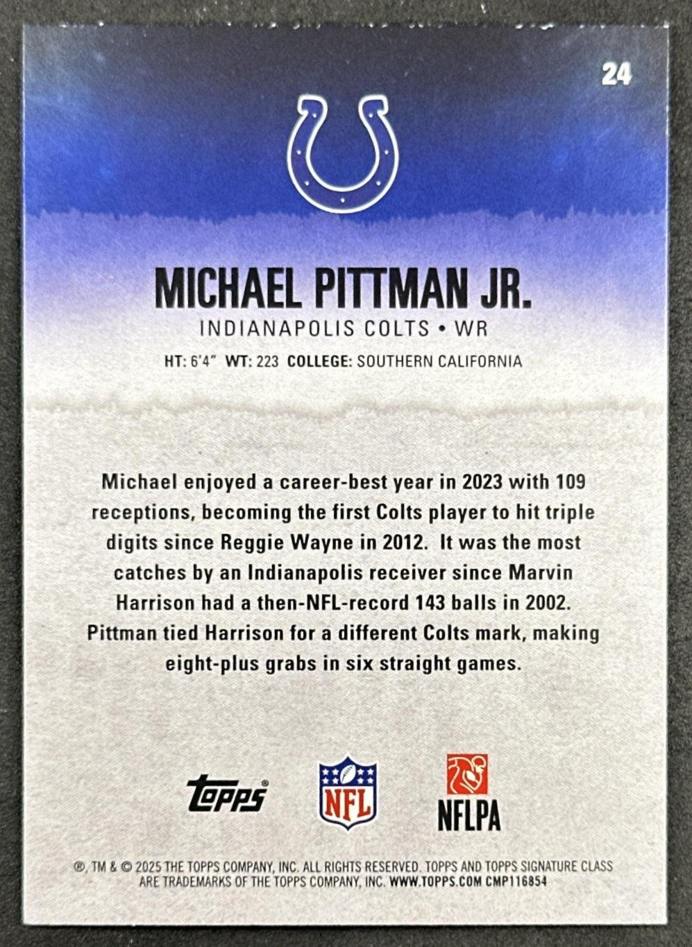 Michael Pittman Jr. 2025 Topps Signature Class Veteran Green & Purple Foil Colts