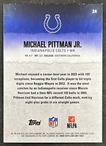 Michael Pittman Jr. 2025 Topps Signature Class Veteran Green & Purple Foil Colts