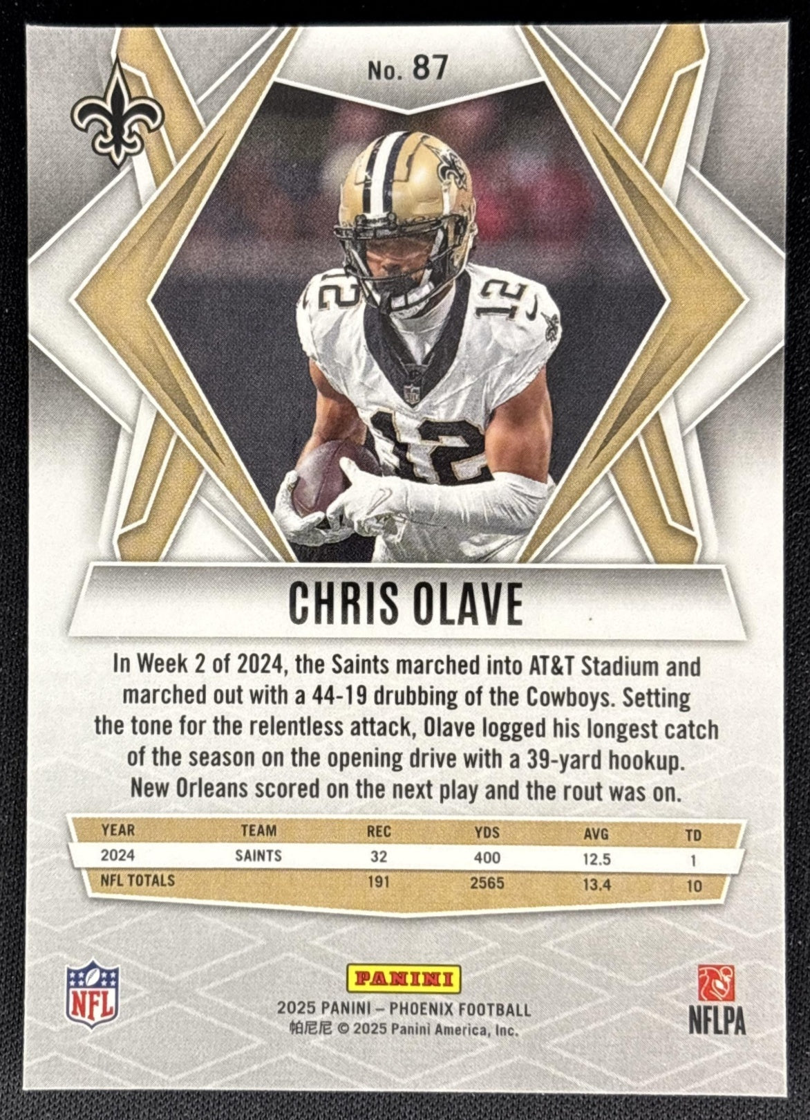 Chris Olave 2025 Panini Phoenix Silver Hyper Prizm Saints Sports Trading Cards