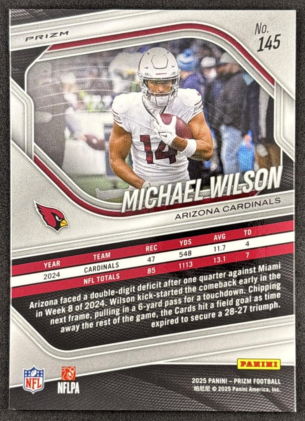 Michael Wilson 2025 Panini Prizm Blue Retail Cardinals Arizona Cardinals