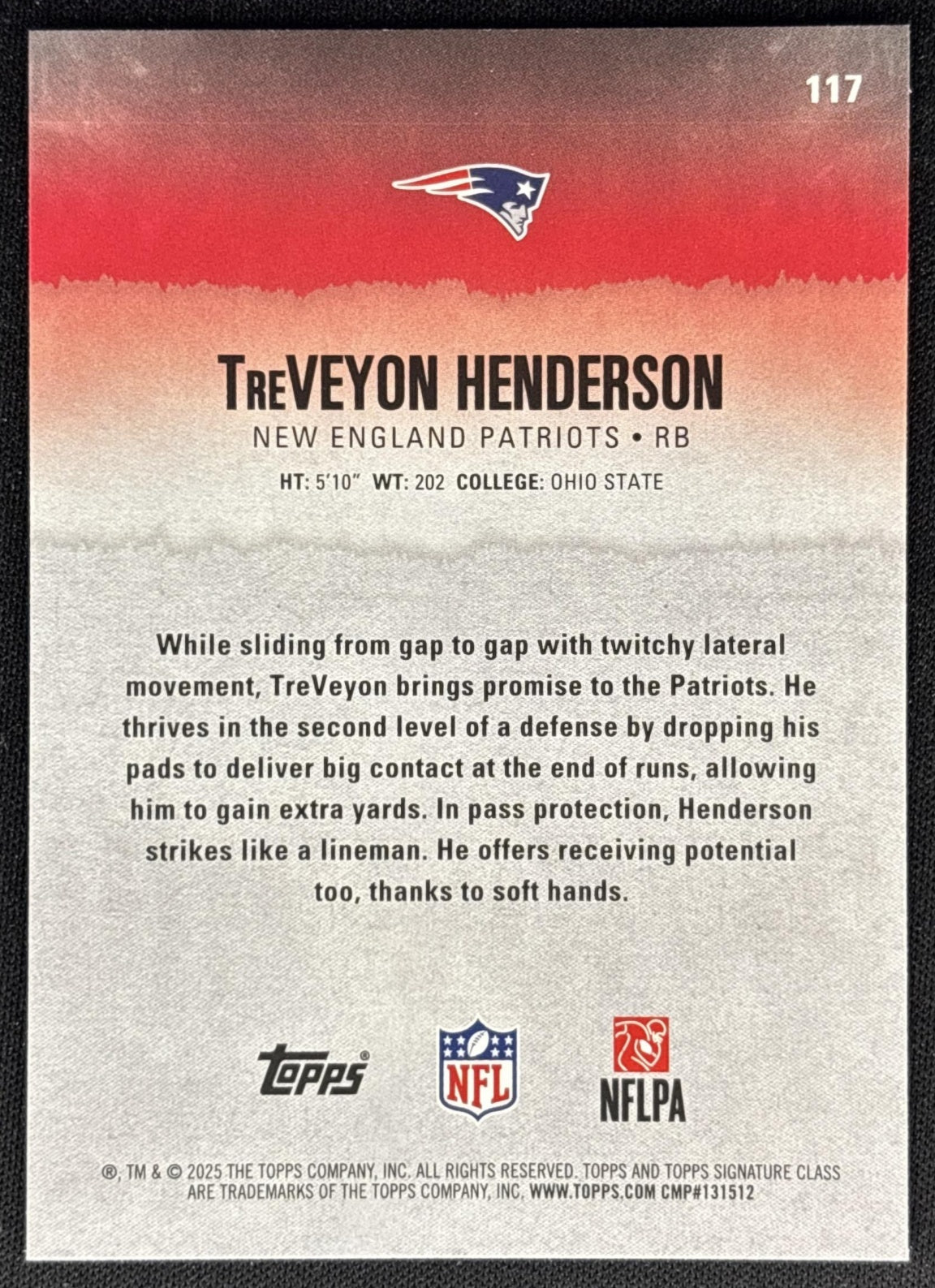 TreVeyon Henderson 2025 Topps Signature Class Rookie Patriots back