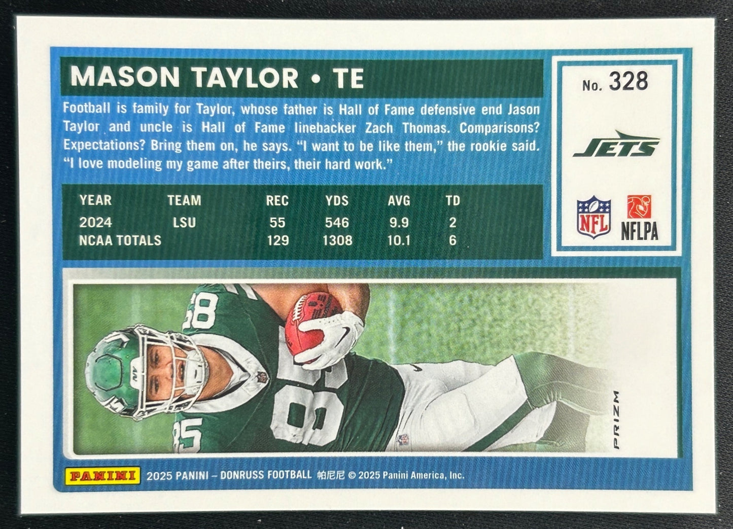 Mason Taylor 2025 Donruss Optic Rated Rookie Preview Pink Jets Sports Trading Cards