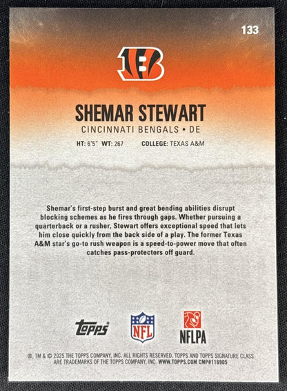 Shemar Stewart 2025 Signature Class Chrome Rookie Lime Refractor /175 Bengals back