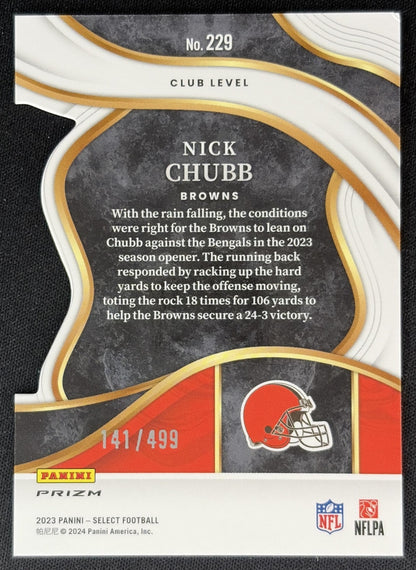 Nick Chubb 2023 Panini Select Neon Green Prizms Die Cut /499 Browns Sports Trading Cards