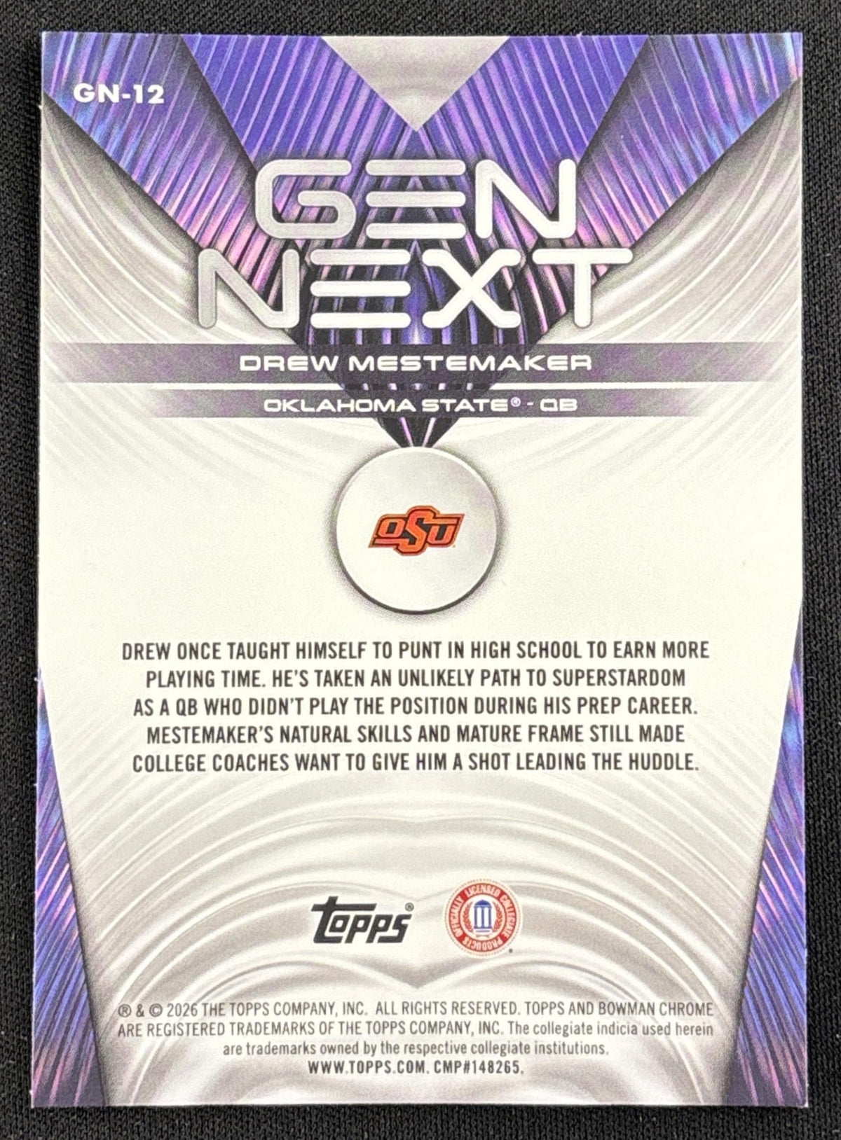 Drew Mestemaker 2026 Bowman Gen Next Chrome Cowboys