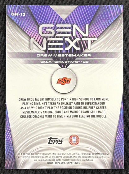 Drew Mestemaker 2026 Bowman Gen Next Chrome Cowboys