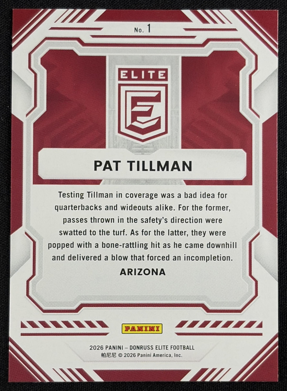 Pat Tillman 2026 Panini Donruss Elite Pink Cardinals Sports Trading Card