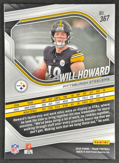Will Howard 2025 Prizm Steelers Sports Trading Card