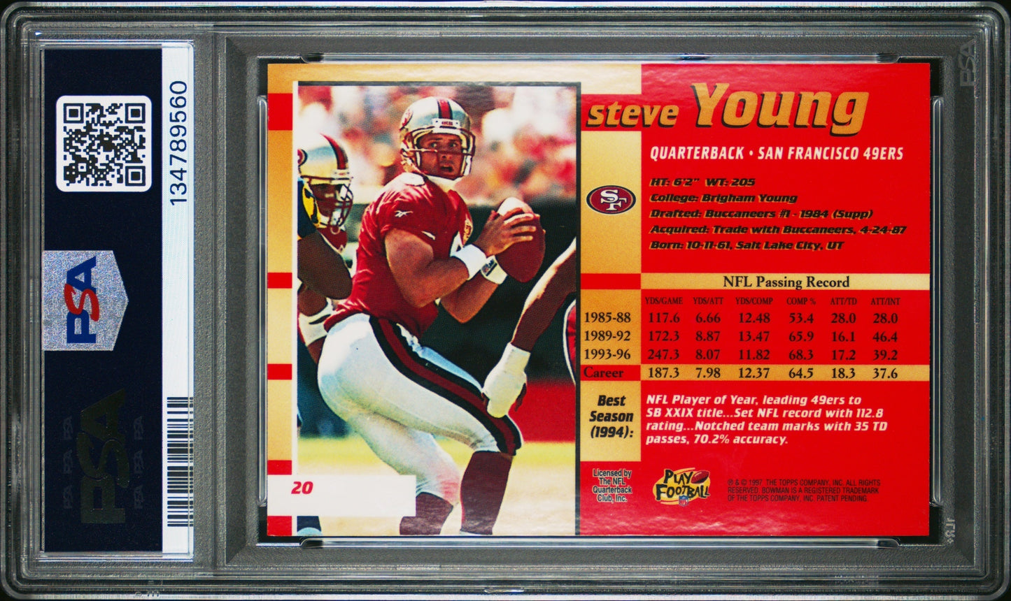 Steve Young 1997 Bowman's Best PSA 10 49ers back