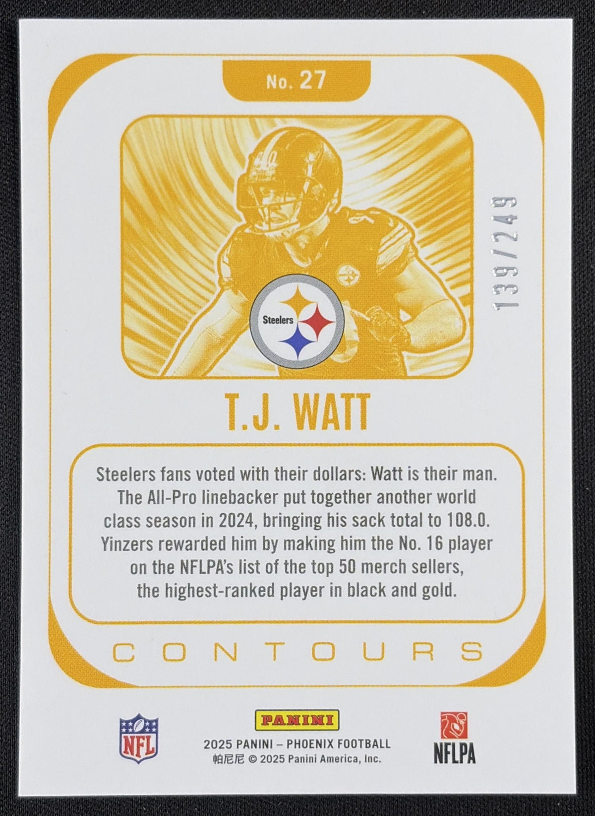 T.J. Watt 2025 Panini Phoenix Contours Red /249 Steelers