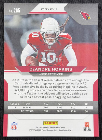 DeAndre Hopkins 2020 Panini Prizm Blue Wave /199 Cardinals