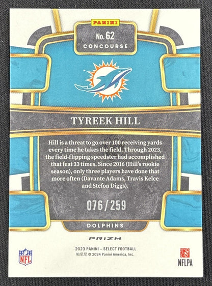 Tyreek Hill 2023 Panini Select Tri Color Prizms /259 Dolphins