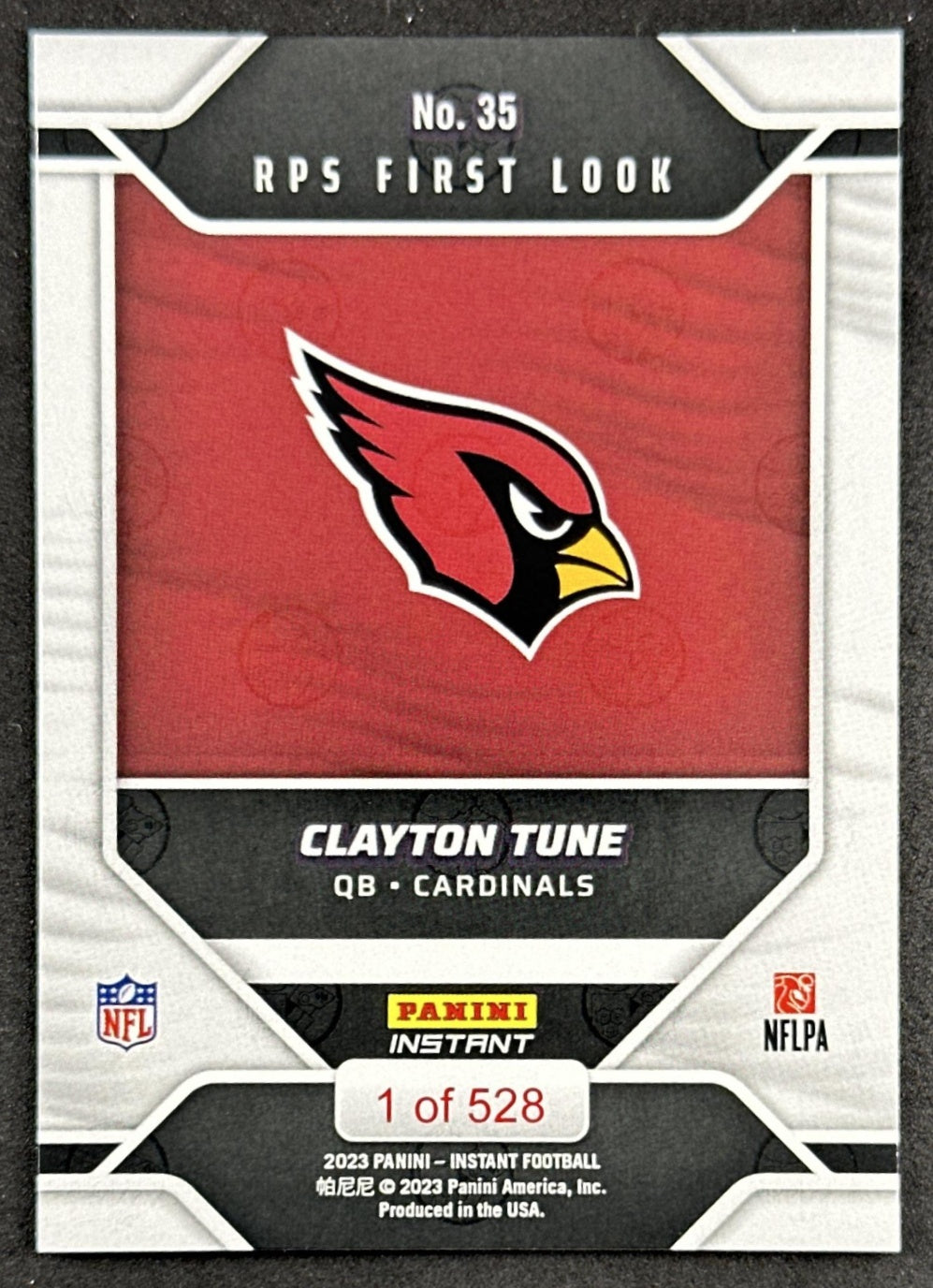 Clayton Tune 2023 Panini Instant NFL RPS First Look Cardinals back