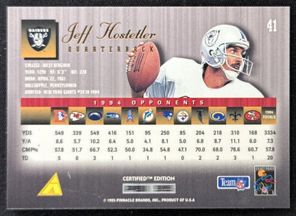 Jeff Hostetler 1995 Pinnacle Select Certified Raiders Sports Trading Card