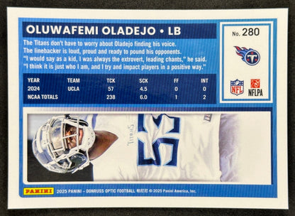 Oluwafemi Oladejo 2025 Donruss Optic Rated Rookie Titans Sports Trading Card
