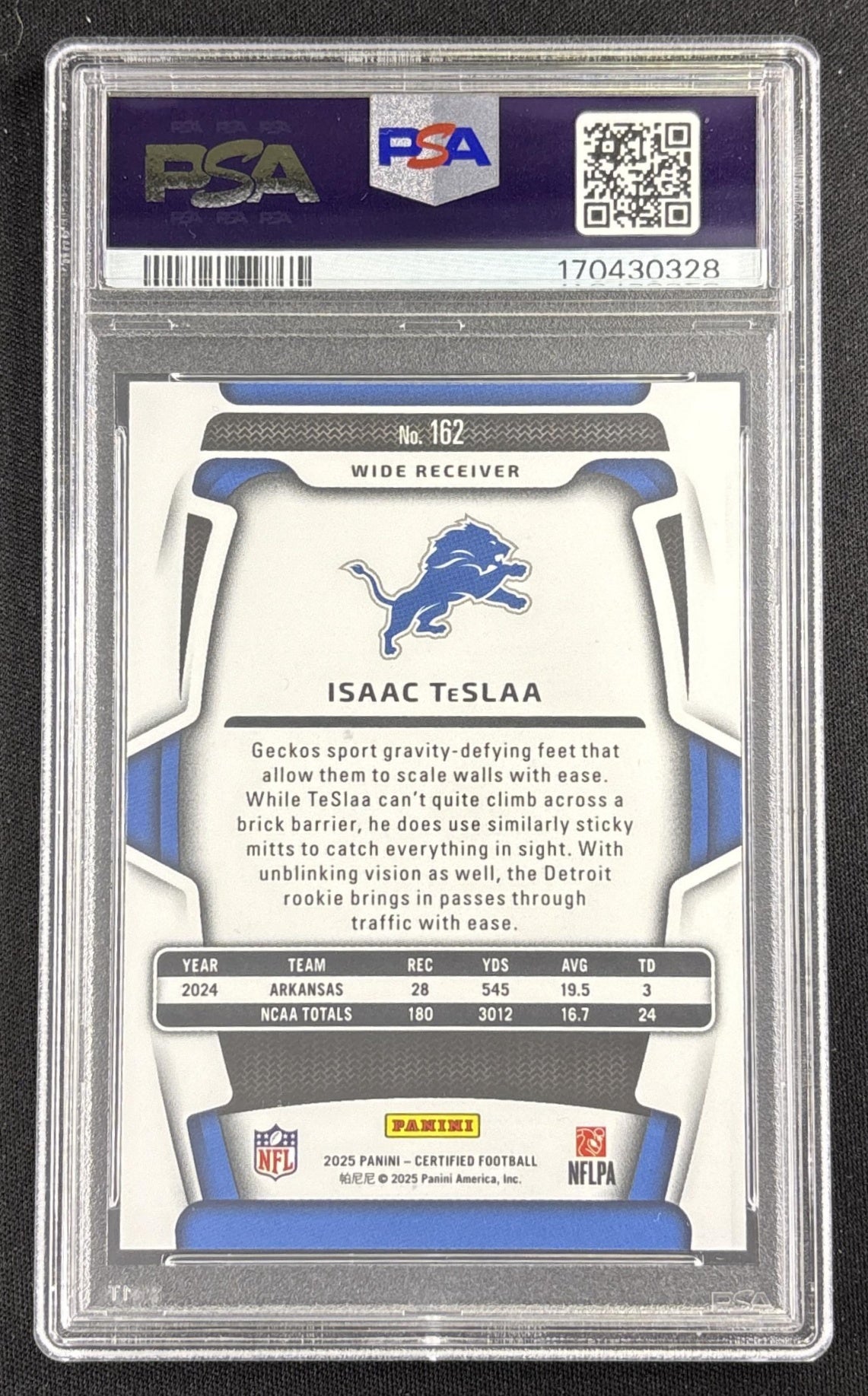 Isaac TeSlaa 2025 Panini Certified Rookies Mirror Green /25 PSA 10 Lions Sports Trading Card