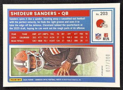 Shedeur Sanders 2025 Panini Donruss Optic Rated Rookie Wave Prizm /300 Browns