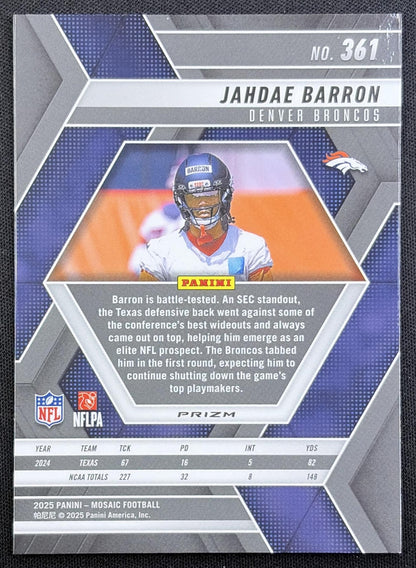 Jahdae Barron 2025 Panini Mosaic Rookies Mosaic Prizm Broncos