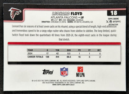 Leonard Floyd 2025 Topps Chrome Refractor Falcons Sports Trading Cards