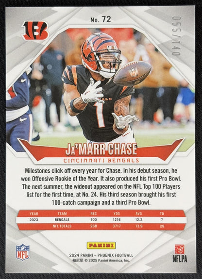 Ja'Marr Chase 2024 Panini Phoenix Red Hyper /140 Bengals Back