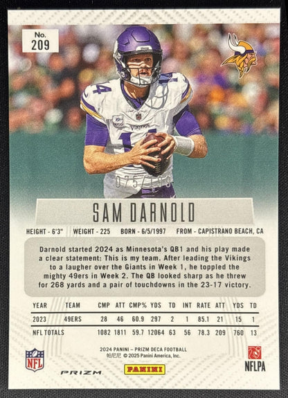 Sam Darnold 2024 Panini Prizm Deca Red /199 Vikings Sports Trading Cards